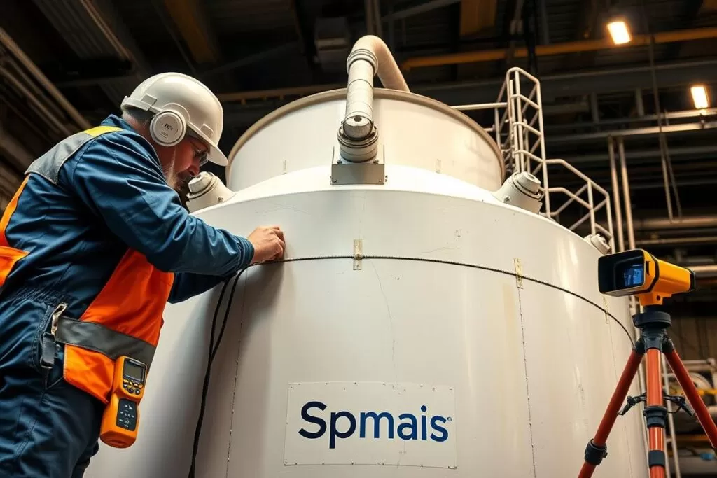 Detecção de vazamentos por profissional caixa d'água vazando pelo ladrão